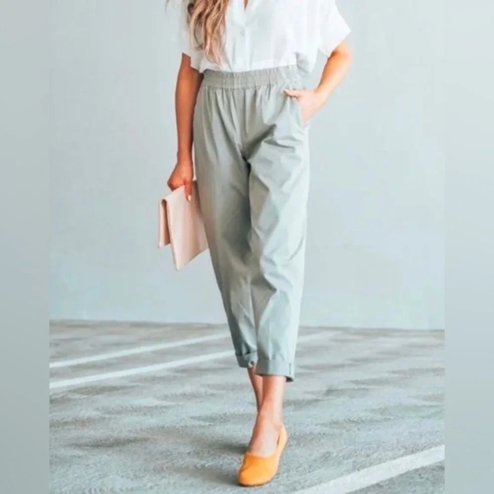 Everlane The Easy Chino Cotton Pull On Pant Light Sage Gray 6 Spring Casual‎